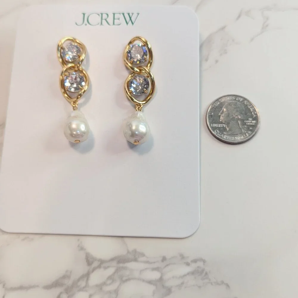 J.Crew Sparkle Pearl Chainlink Earrings - Picture 4 of 5